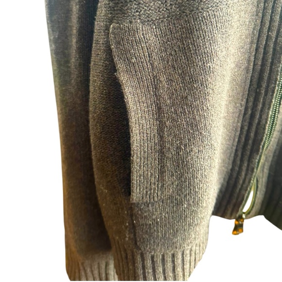 Banana Republic Extra-Fine Merino Wool Zip Taupe Brown Cardigan Sweater XL - Picture 7 of 11